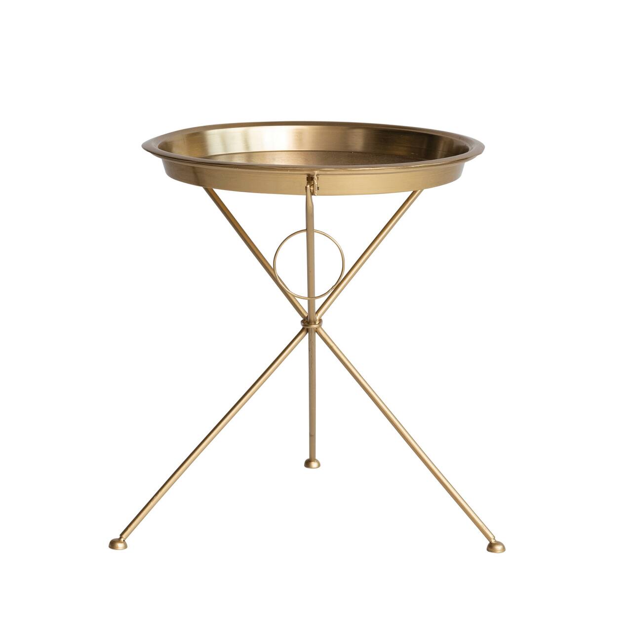 Hello Honey® 21" Brass Finish Art Deco Metal Folding Tray Table